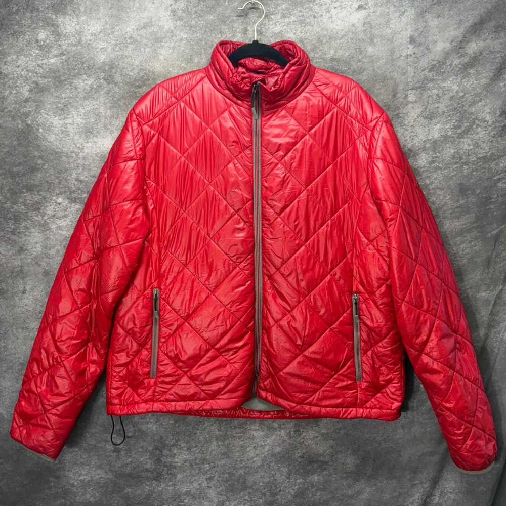 Scottevest SeV TEC Diamond Quilted Puffer Jacket Mens XL Red Multi Pocket